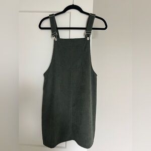 Green Corduroy Overall Dress